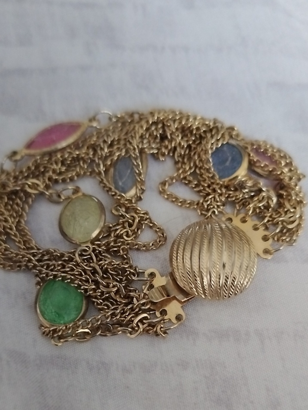Gold Multi-Color Disc Station Bracelet Women Jewelry